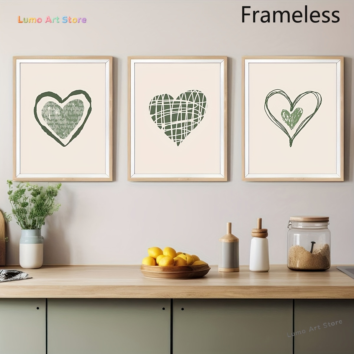 Abstract Canvas Set - 2D Flat, 2D Flat, 3pcs/Set Sage