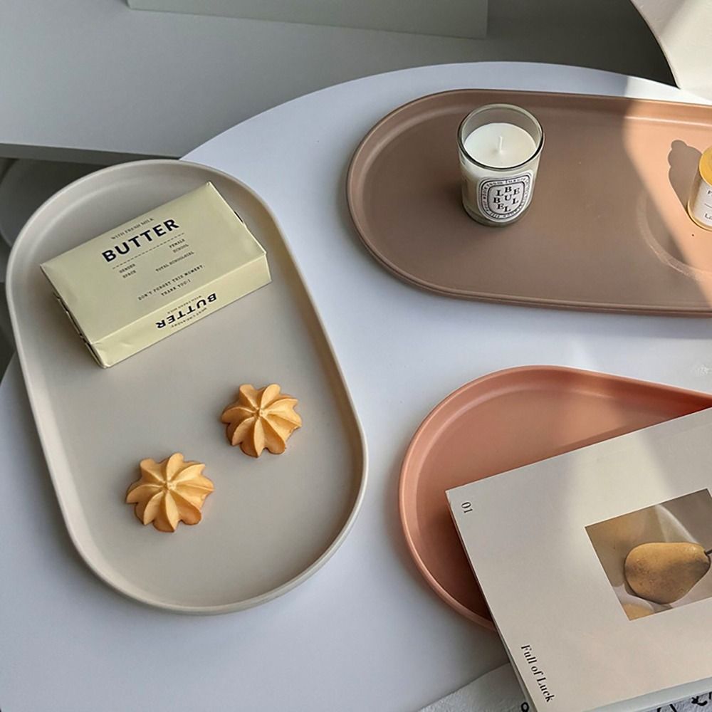 Travertine Tray Oval - 1Pcs Durable Stackable Fruit Plate Smooth