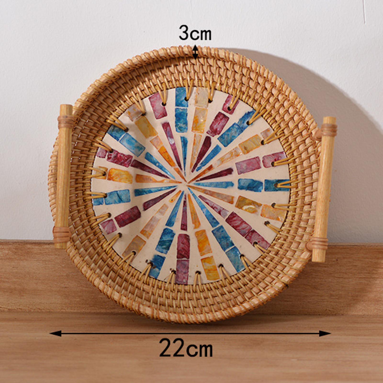 Rattan Tray Handle - Rattan Storage Tray Round Basket Handle