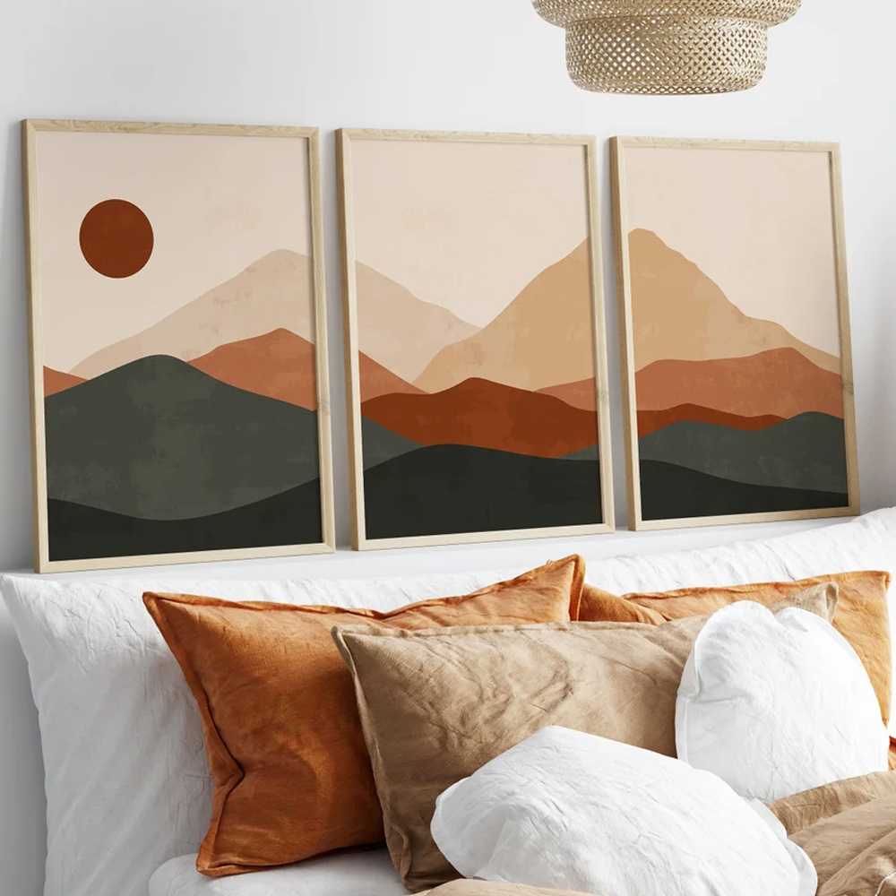 Abstract Canvas Set - 3pcs/set Bohemian Abstract Sunrise Mountain View