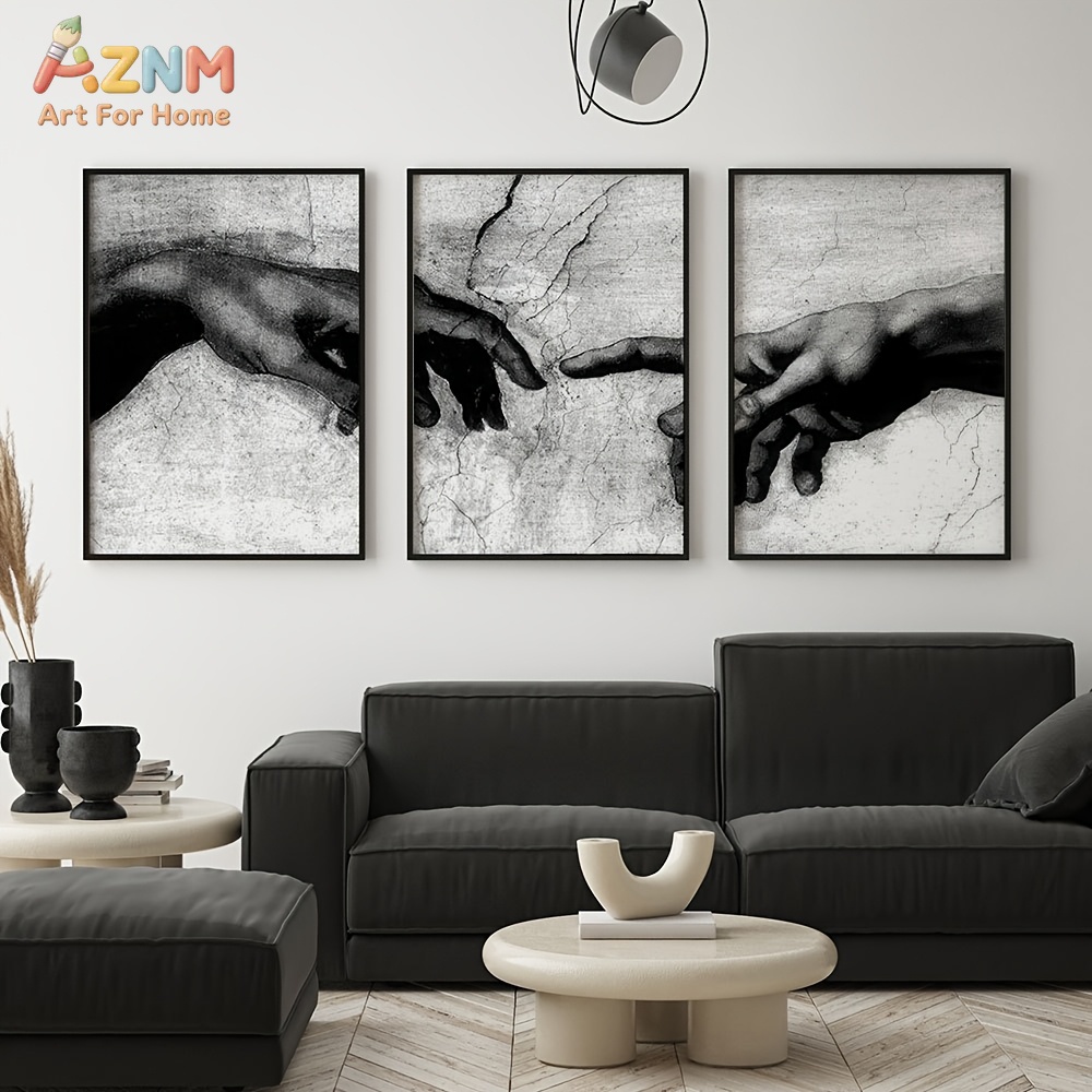 Abstract Canvas Set - 3PCS Black White The Creation of