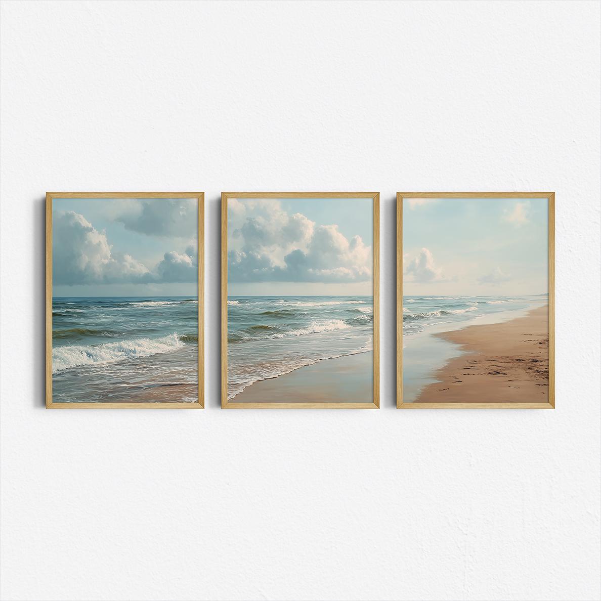 Set of 3 Ocean Beach Triptych  - đánh giá và giá Abstract Canvas Set
