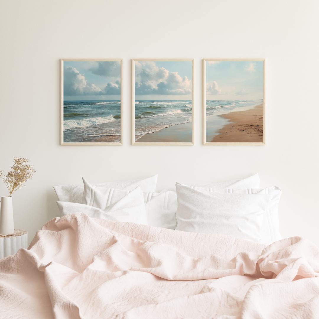 Set of 3 Ocean Beach Triptych  - đánh giá và giá Abstract Canvas Set