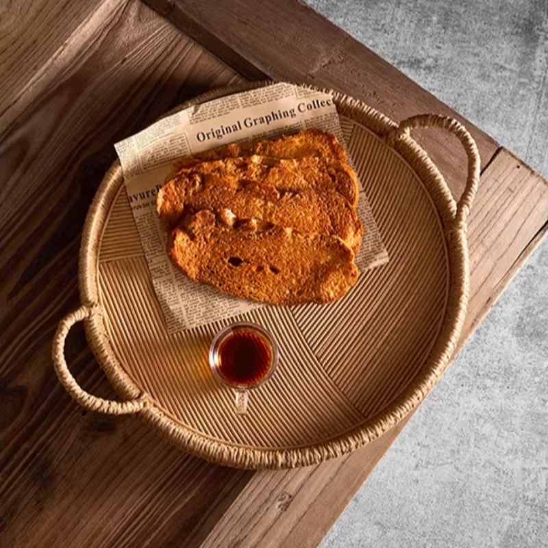 Handwoven Rattan Tray with Han - đánh giá và giá Rattan Tray Handle