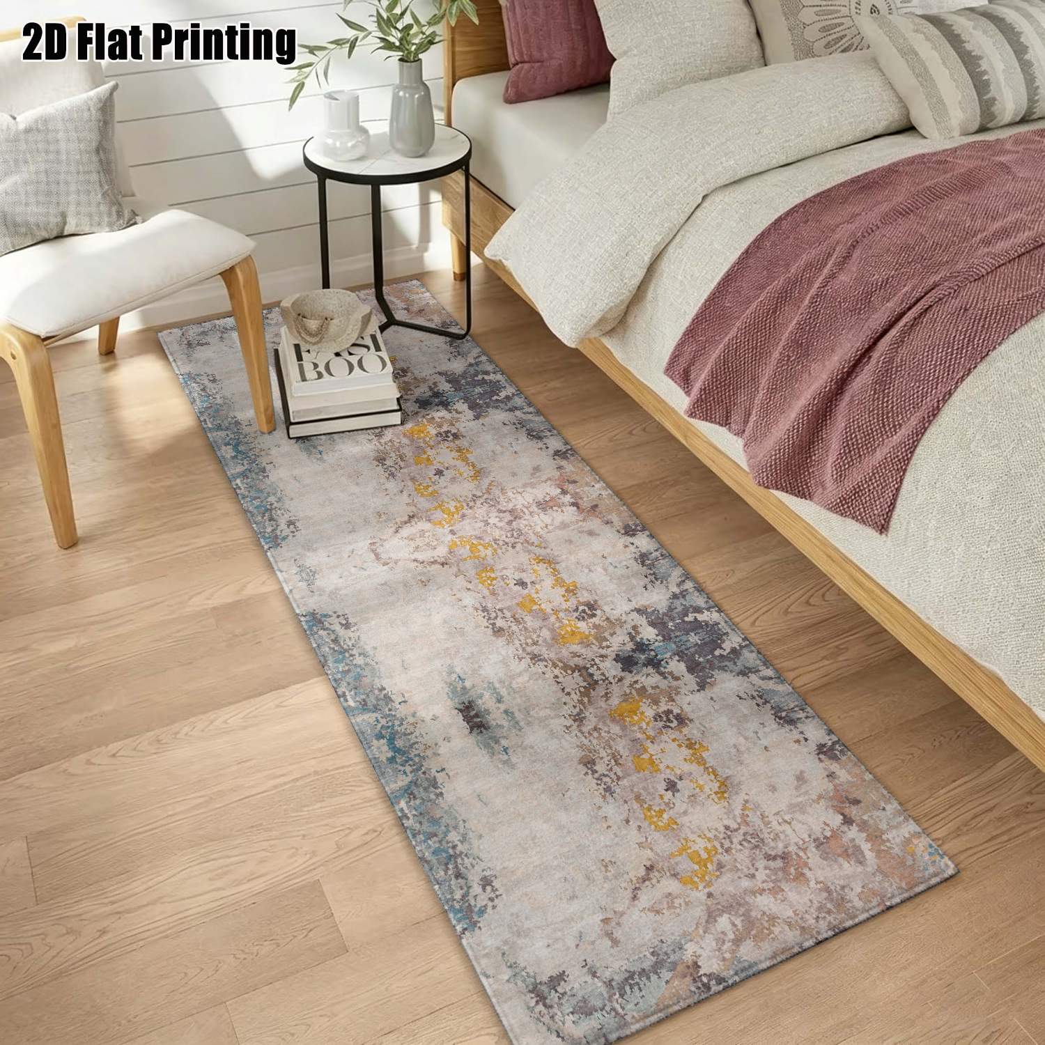 1Pc 2D Printed Strip Rug: Blue - đánh giá và giá Printed Rug Abstract