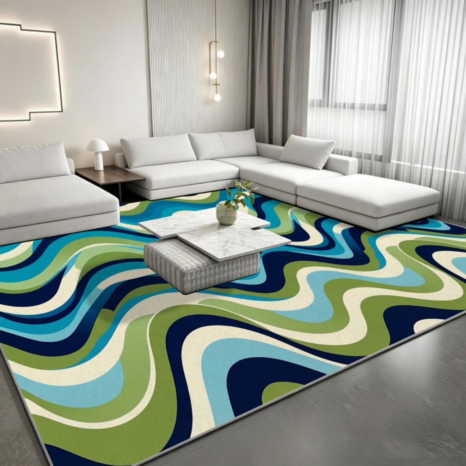 Room Decor Rug, Blue Green Alt - đánh giá và giá Printed Rug Abstract
