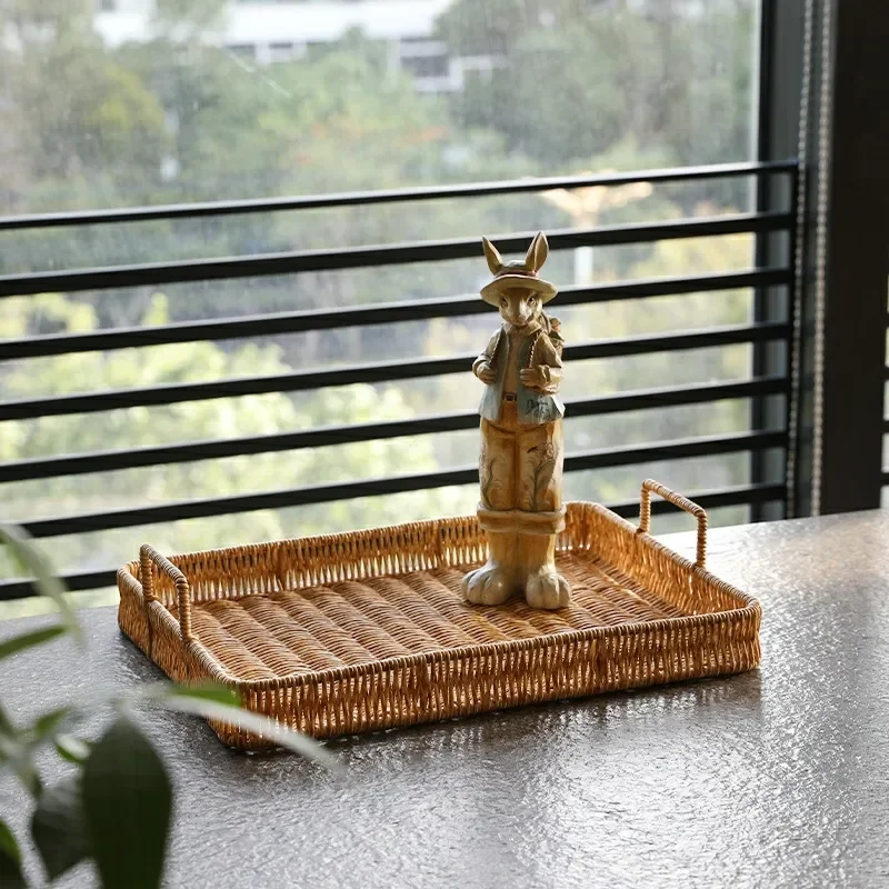 Plastic Storage Tray With Hand - đánh giá và giá Rattan Tray Handle