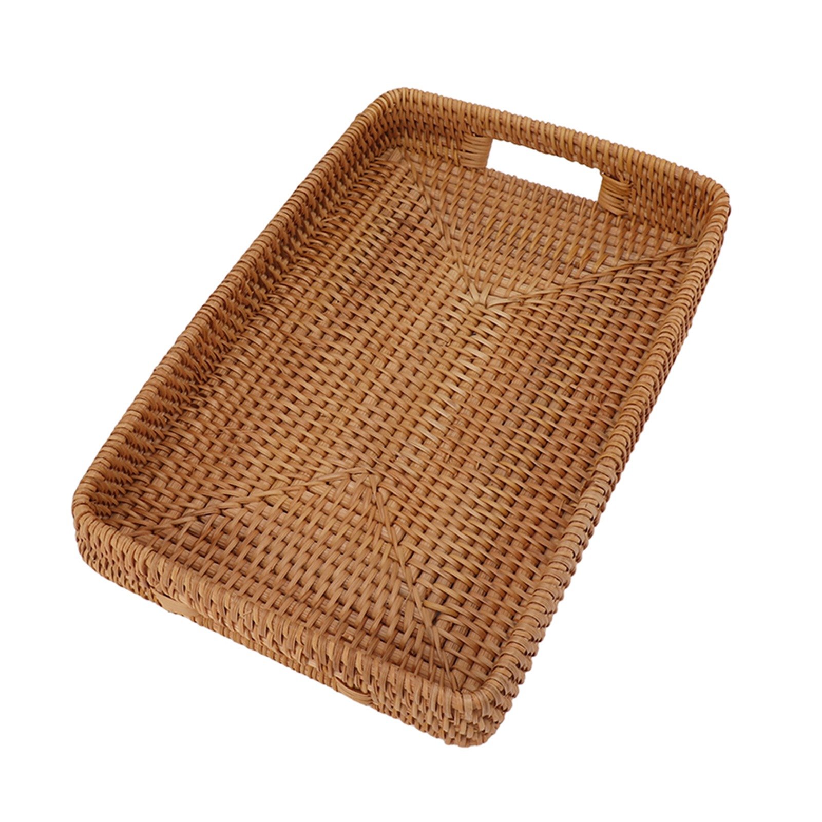 E5 Serving Basket Tray with Ha - đánh giá và giá Rattan Tray Handle