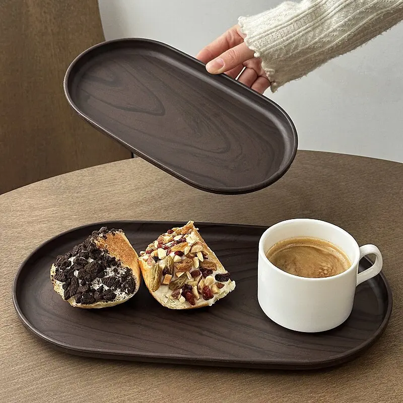 Walnut Wood Grain Oval Tray Mu - đánh giá và giá Travertine Tray Oval