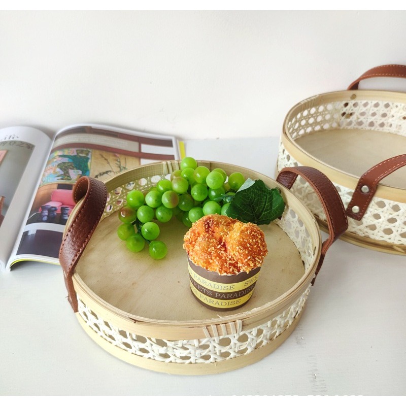 Handmade retro Nordic rattan t - đánh giá và giá Rattan Tray Handle
