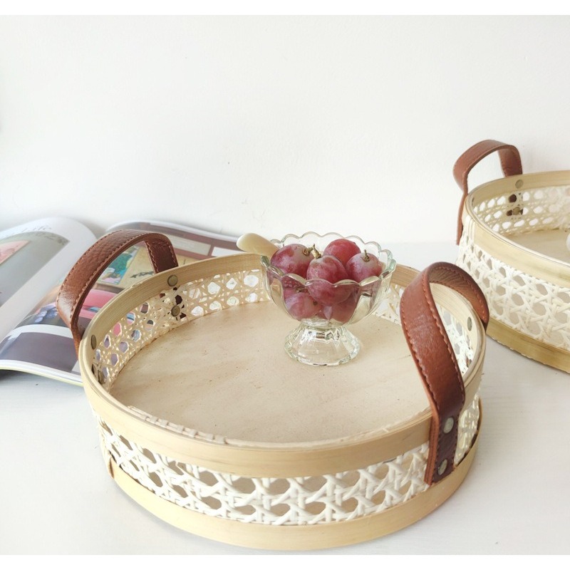 Handmade retro Nordic rattan t - đánh giá và giá Rattan Tray Handle