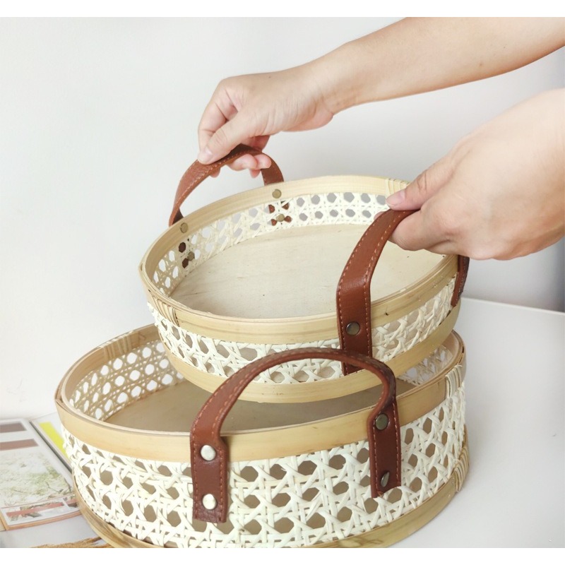Handmade retro Nordic rattan t - đánh giá và giá Rattan Tray Handle
