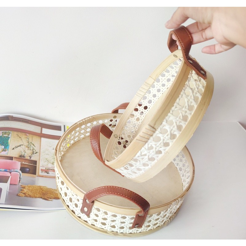 Handmade retro Nordic rattan t - đánh giá và giá Rattan Tray Handle