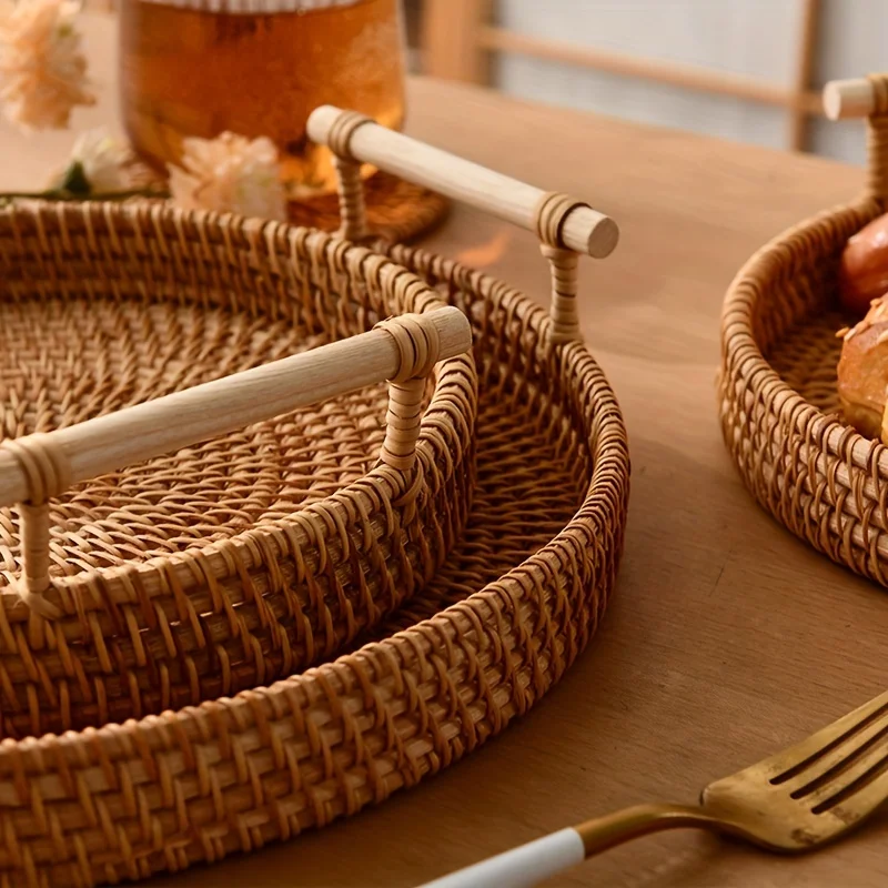 1pc Artisanal Woven Rattan Ser - đánh giá và giá Rattan Tray Handle