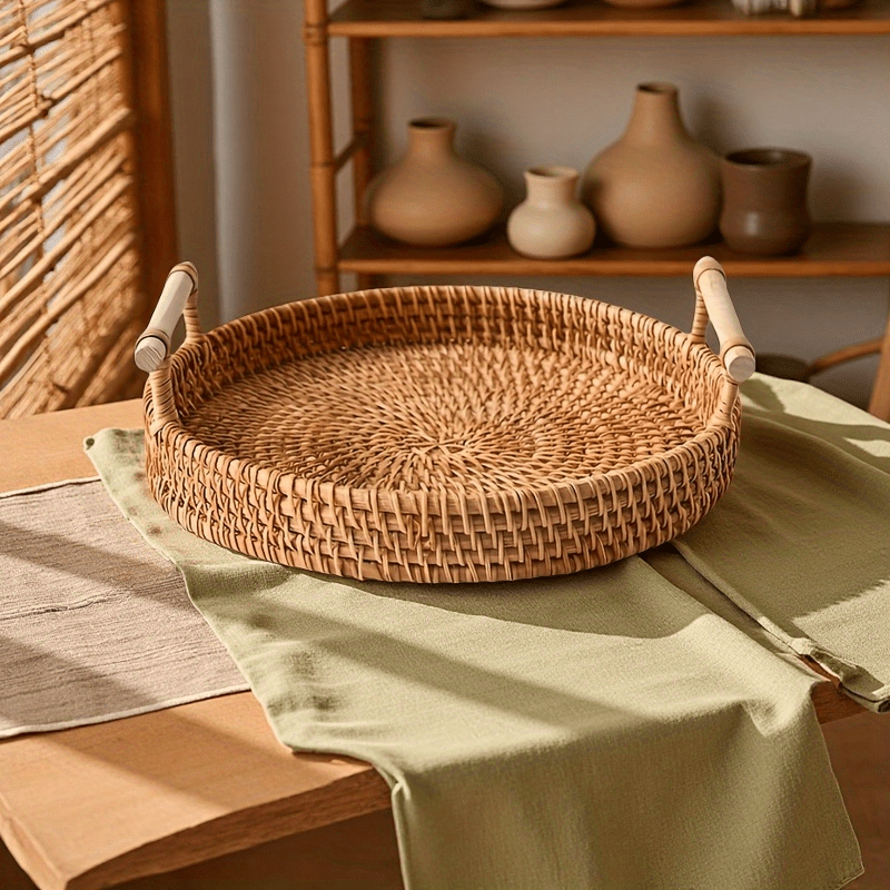 Handmade Rattan Round Tray wit - đánh giá và giá Rattan Tray Handle