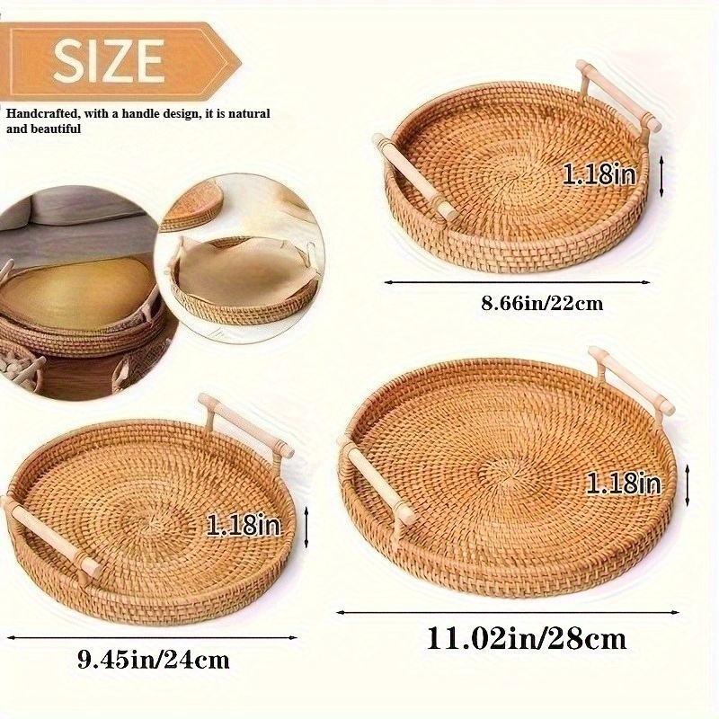 Handmade Rattan Round Tray wit - đánh giá và giá Rattan Tray Handle