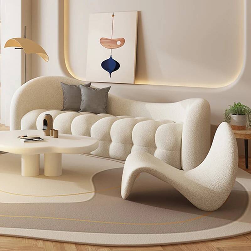 Cream White Living Room Sofas  - đánh giá và giá Interior Design White And Wood