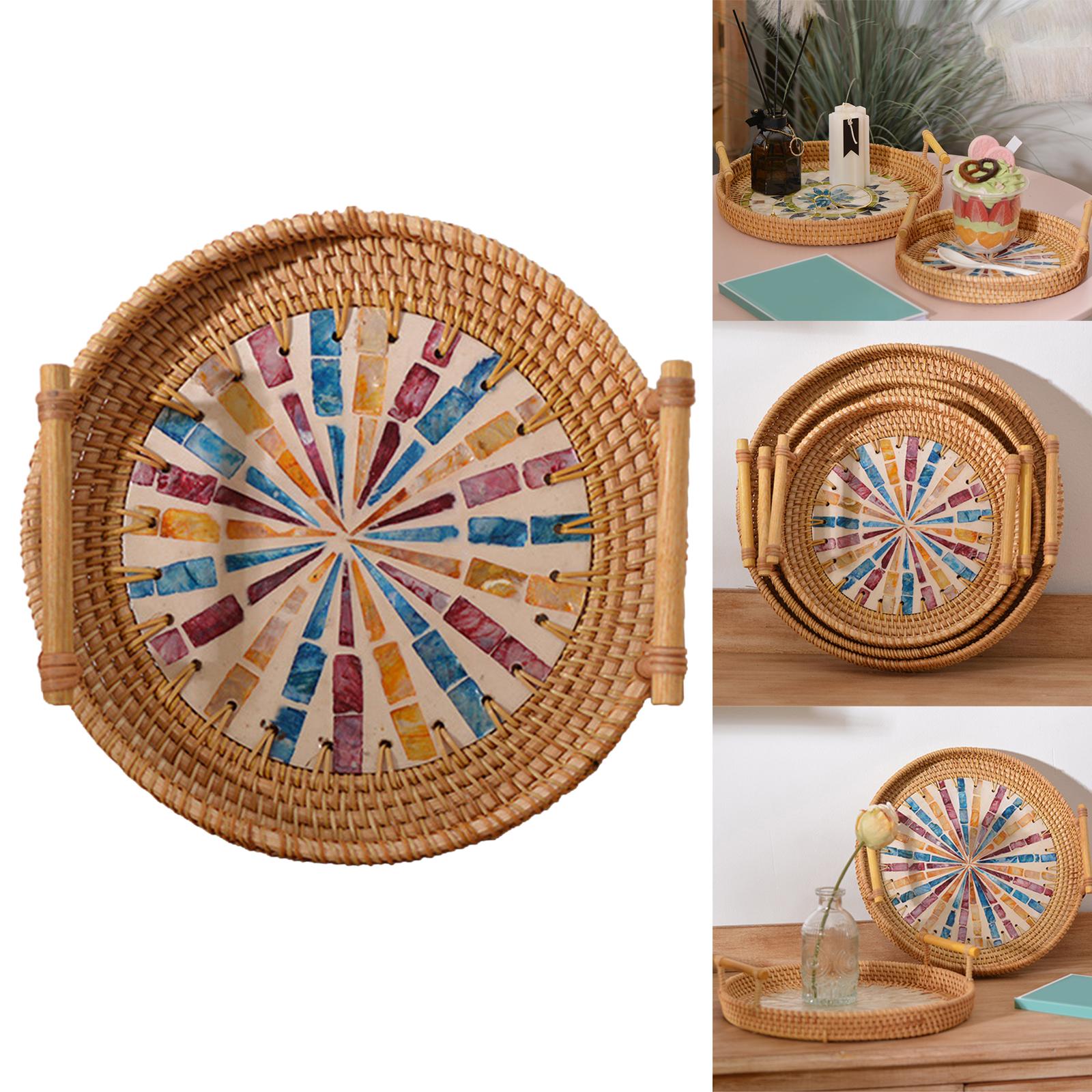 Rattan Storage Tray Round Bask - đánh giá và giá Rattan Tray Handle