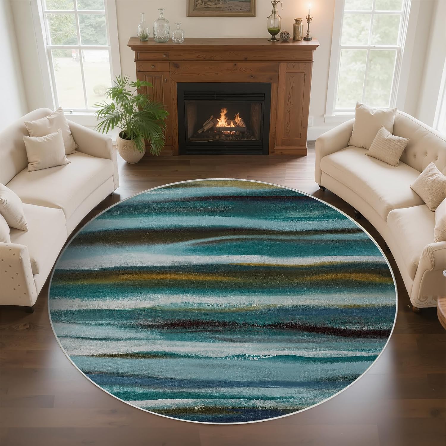 Modern Round Abstract Blue Are - đánh giá và giá Printed Rug Abstract