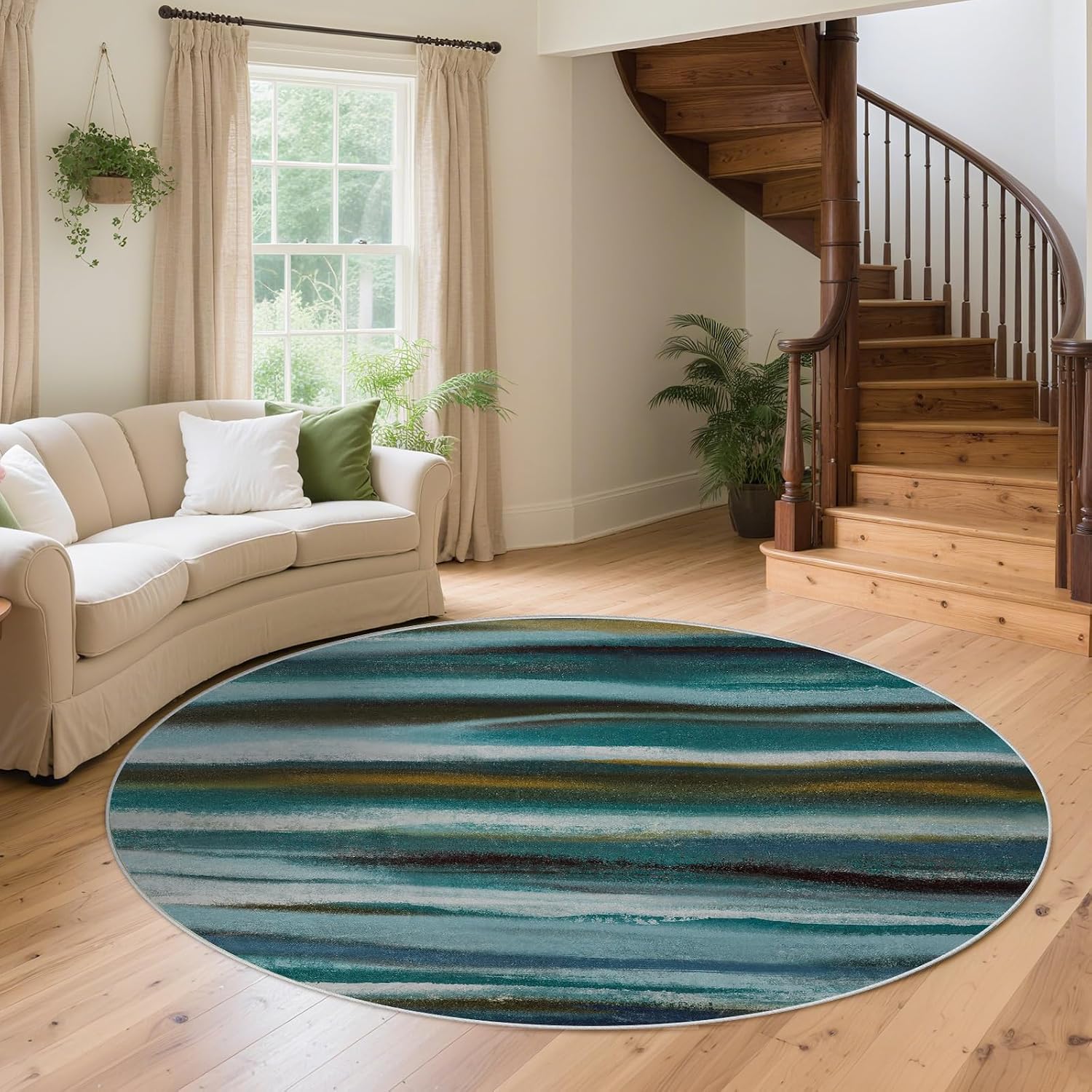 Modern Round Abstract Blue Are - đánh giá và giá Printed Rug Abstract