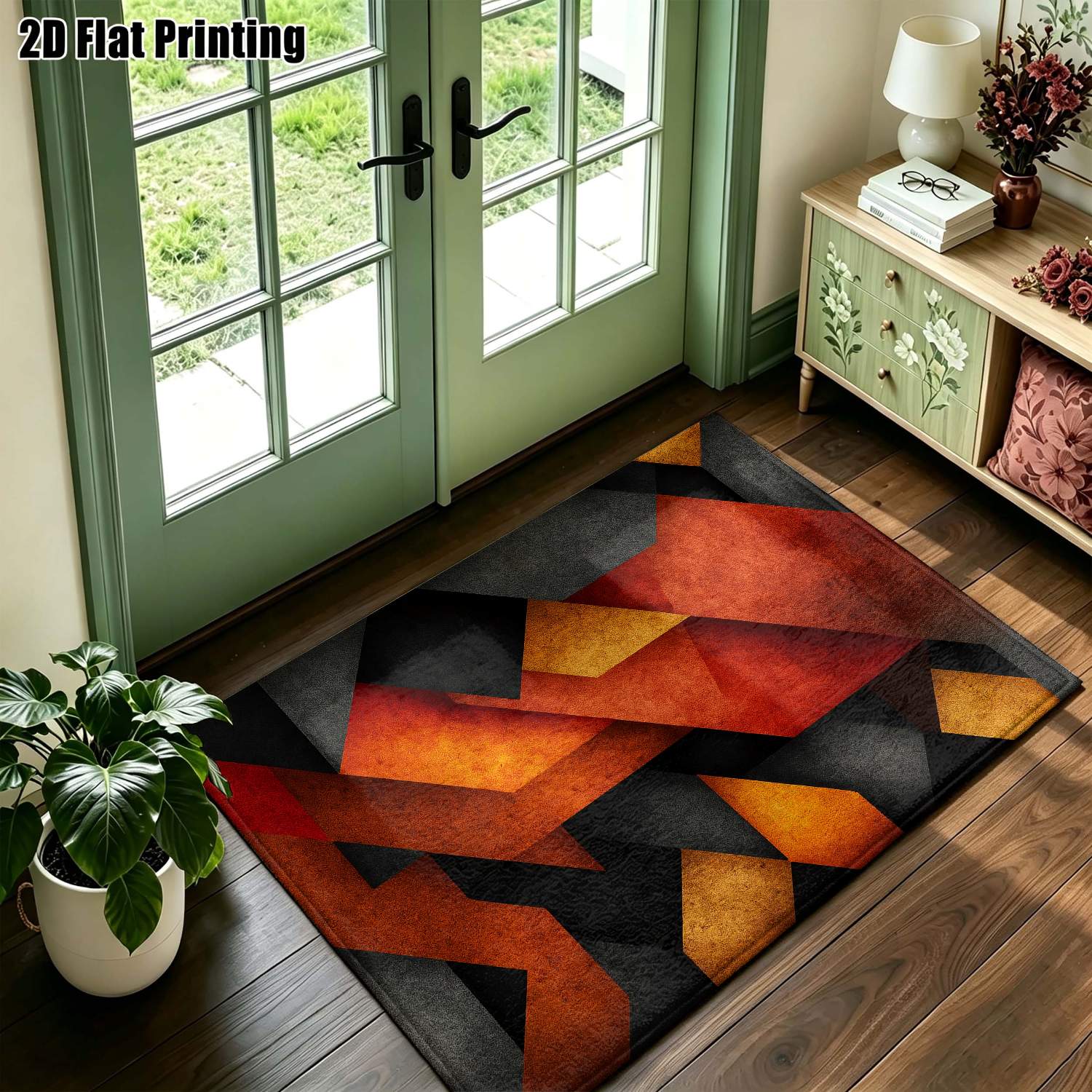 1Pc 2D Printed Carpet: Red, Bl - đánh giá và giá Printed Rug Abstract