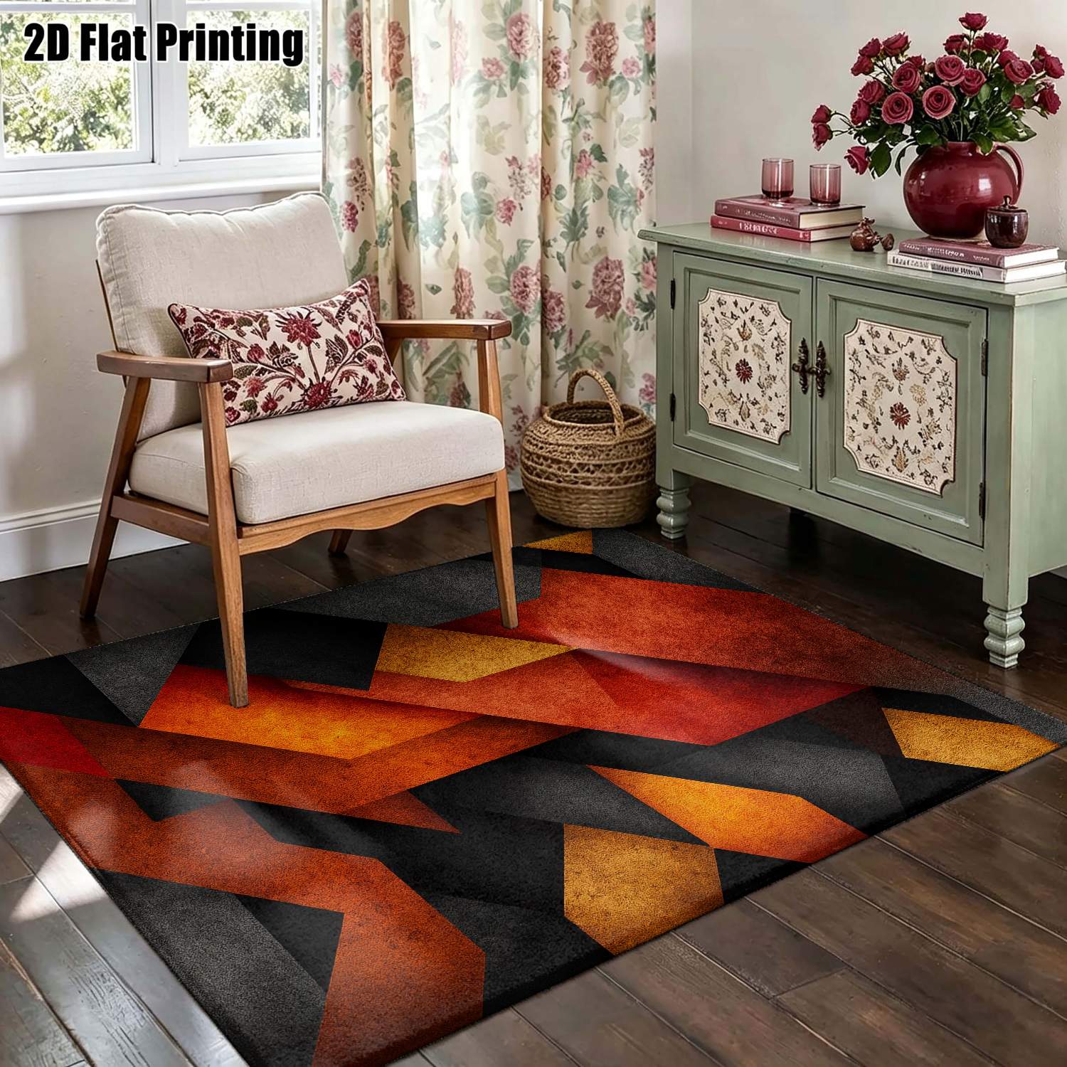 1Pc 2D Printed Carpet: Red, Bl - đánh giá và giá Printed Rug Abstract