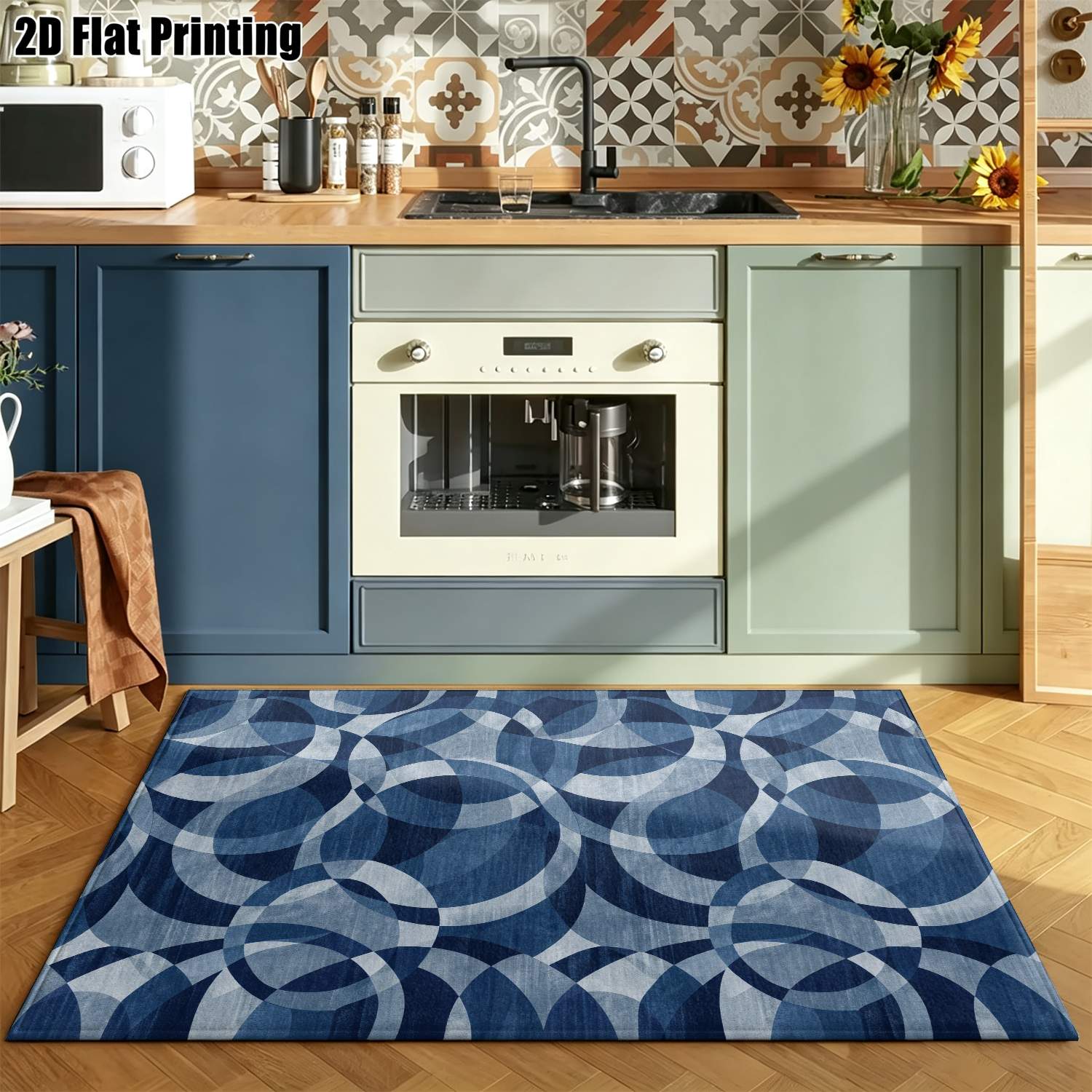 1Pc 2D Printed Carpet: Blue-Gr - đánh giá và giá Printed Rug Abstract