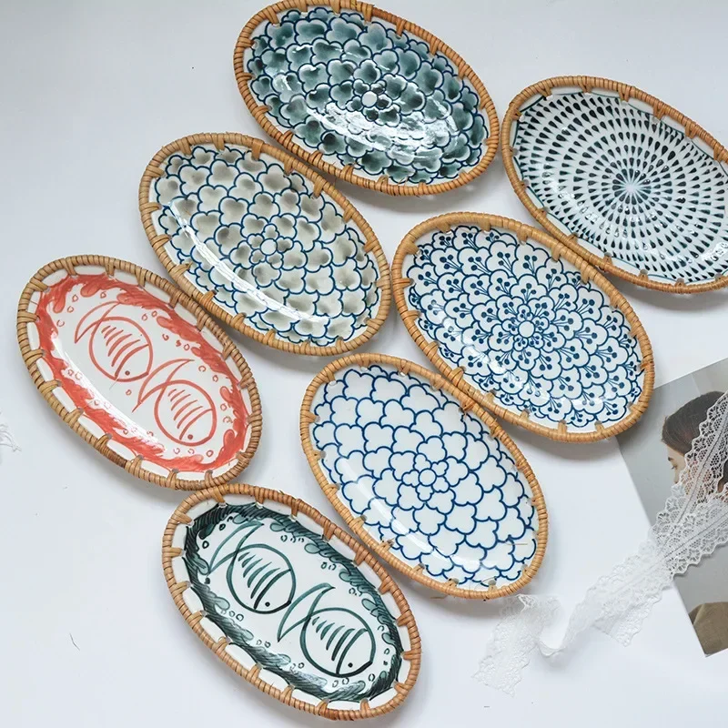 Japanese Rattan Woven Ceramic  - đánh giá và giá Travertine Tray Oval