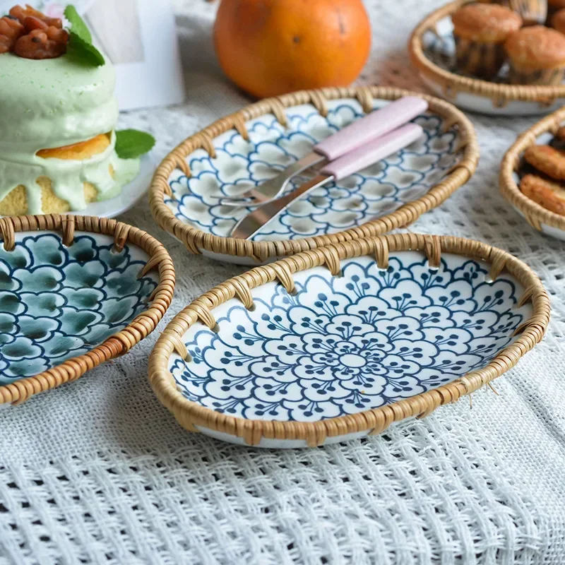 Japanese Rattan Woven Ceramic  - đánh giá và giá Travertine Tray Oval
